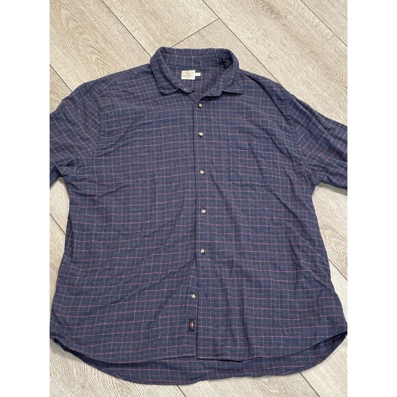Faherty Brand Mens Cotton Flannel Blue Checks Plaids Casual Shirt 2XL - Picture 1 of 8